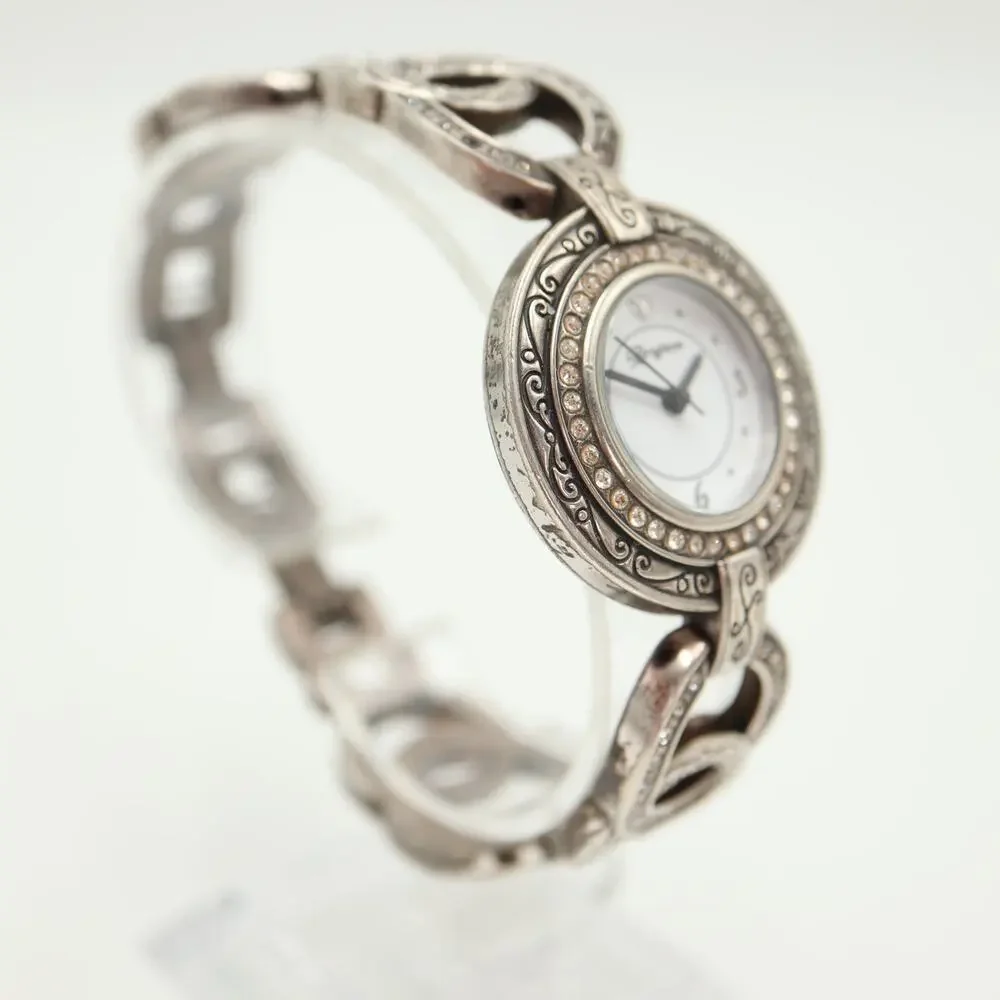 Brighton Stardust Silver Tone 31mm Watch Crystal Metal Bracelet w New Battery